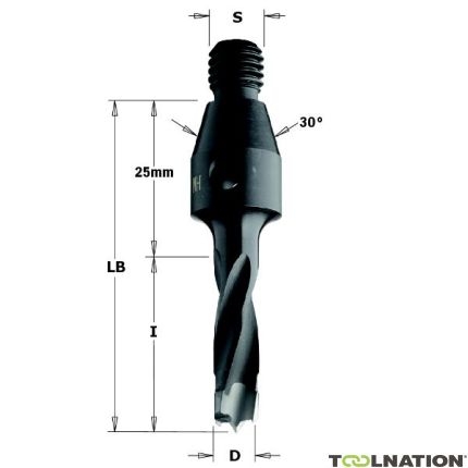 CMT 341.050.11 Drevelboor met centreerconus 30° 5mm, schacht M10, rechts - 1