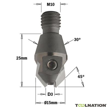 CMT 351.050.11 Verzinker met schroefdraad aanluisting 30° 5mm, schacht M10, rechts - 1