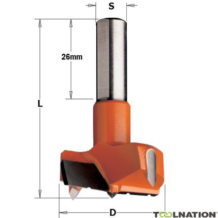 CMT 369.350.12C Cylinderkopboor met spaanbreker 35mm, schacht 10x26, links - 1