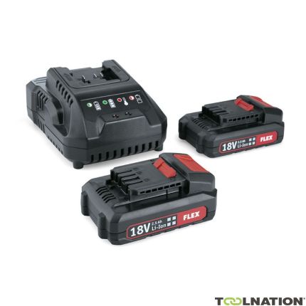 Flex-tools 491357 P-Set 22 Q Accu Set 18V 2.5Ah - 2 x AP18.0/2.5 accu + 18 volt lader - 1