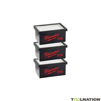 Milwaukee 49902306 Hepa Filter 3 stuks voor Boorhamerafzuigset M12DE-M18-M28CPDEX en M18CDEX - 1