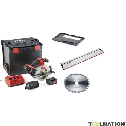 Flex-tools 513326 CS 62 18.0-EC/5.0 Set Accu handcirkelzaag 18V 5.0Ah Li-Ion + geleiderail 160cm + extra zaagblad - 1