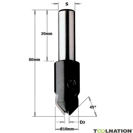 CMT 521.030.11 Verzinker rechts 16mm, schacht 10 x 30 - 1