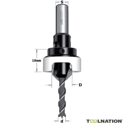 CMT 521.312.11A Verzinker met diepte instelling rechts 12mm, schacht 8mm, D3: 3mm - 1