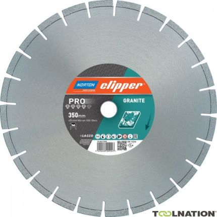 Clipper 70184610385 Pro Granite Diamant zaagblad 350 x 25,4 mm - 1