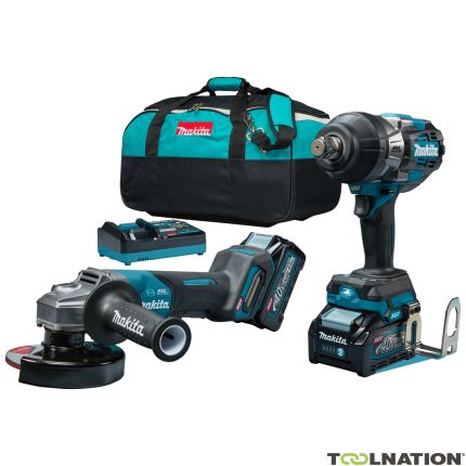 Makita DK0139G202 Combiset - TW001G Slagmoersleutel + GA013G Slijper 40V max 4.0Ah Li-Ion in tas - 3