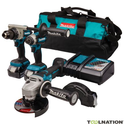 Makita DLX3156TX1 Comboset 18V 5.0Ah Li-Ion - DDF486 Accuboormachine + DGA508 Accu Slijper + DTD153 Slagschroever in tas - 1