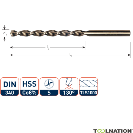 Rotec 152.0350 HSS-E spiraalboor, DIN 340, type TLS1000, Ø3,5 - 1