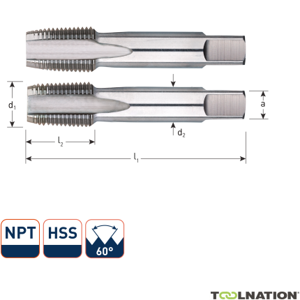 Rotec 314.0018 HSS Handtappenset 1/2 x 14 NPT (2) - 1