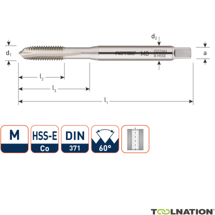 Rotec 320.0300B HSS-E OPTI-LINE machinetap DL DIN 371B M 3x0,5 - 1