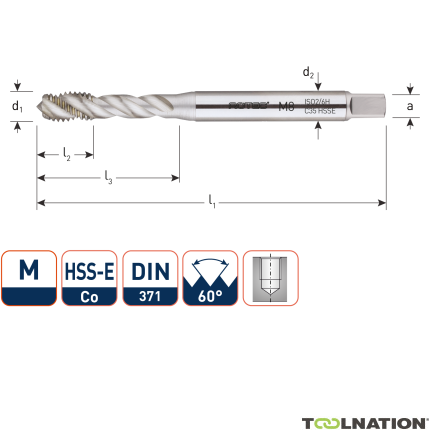 Rotec 320.0400C HSS-E OPTI-LINE machinetap BL DIN 371C/35° M 4x0,7 - 1