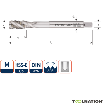 Rotec 321.2000C HSS-E OPTI-LINE machinetap BL DIN 376C/35° M20x2,5 - 1