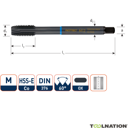 Rotec 331.1800 HSS-E INOX machinetap DL DIN 376B M18x2,5 VAP - 1