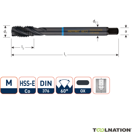 Rotec 331.1600C HSS-E INOX machinetap BL DIN 376C/40° M16x2,0 VAP - 1