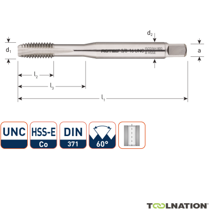 Rotec 338.0060 HSSE 800 M.Tap UNC No. 6-32 - 1