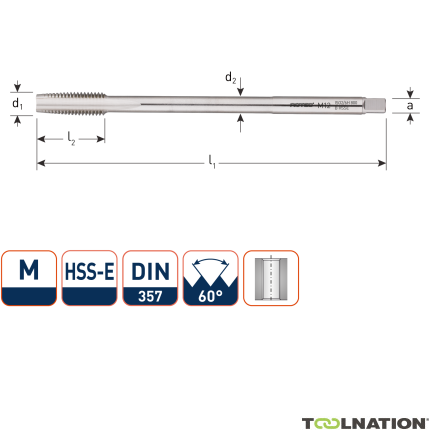 Rotec 350.1200 HSS M.Tap DIN 357 M12 x 1,75 - 1