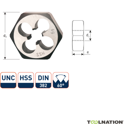 Rotec 373.0024 HSS Zeskante Snijmoeren DIN 382 UNC 9/16-12 - 1