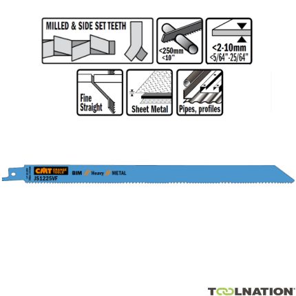 CMT JS1225VF-5 JS1225VF Reciprozaagbladen 5 stuks Bi-metaal 300mm x 1, 25 x 10-14TPI Toepassing: Metaal plaat (2-10mm), dun en dikwandige buizen en profielen, sloopwerken in metaal. - 1