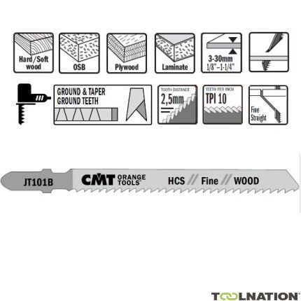 CMT JT101B-5 Decoupeerzaagbladen HCS T-Schacht Hout 5 stuks - 1