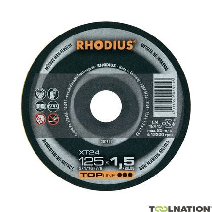 Rhodius 205911 XT24 doorslijpschijf dun Aluminium 125 x 1.5 x 22,23 mm - 1