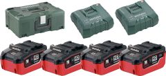 Metabo 685111000 Accu Pakket 4 x 18V LiHD 6,2Ah + 2 x Lader ASC Ultra in Metaloc