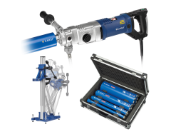 Carat AMB2031A22 A-2031 Diamantboormachine Set 2000 Watt 70-162 mm + Koffer + 4 boren in koffer + S-1803X Boorstatief