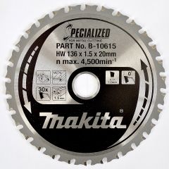 Makita B-10615 HM zaagblad Specialized Accu Staal 136 x 20 x 30T