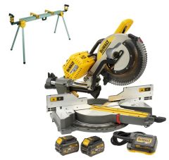 Dewalt DHS780T2A-QW Scie à onglets radiale FlexVolt 54V et 230V 6.0Ah 305 mm + Support DE7023