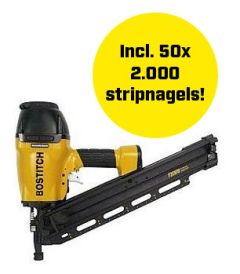 Stanley Bostitch F28WW-Epack PromoPack - F28WW-E nageltacker + 50 dozen Stripnagel 3.10x65mm Recht Helder van 2000 stuks