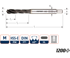 Rotec 336.1000C HSS-E PM 1200+ machinetap BL DIN 371C/45° M10x1,5