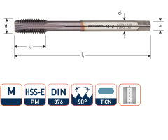 Rotec 347.2000 HSSE-PM 1400 Machinetap DIN 376B M20 TiCN