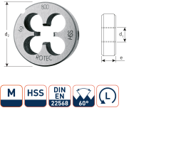 Rotec 360.1600L HSS Ronde Snijplaat DIN 223 Metrisch M16x2,0 Links