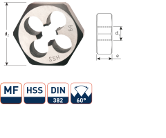 Rotec 371.1210 HSS Zeskante Snijmoeren DIN 382 MF12x1,0