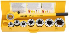 Rems 520017 Eva Set R 1/2-3/4-1-1 1/4-1 1/2 - 2 pouces Fer à fileter à la main avec têtes de coupe à changement rapide