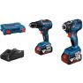 Bosch Combipack GSR 18V-55 accuboormachine + GDR 18V-200 slagschroevendraaier 18V 4.0AH in L-Boxx 06019J2108 - 1