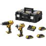 Dewalt DCK2060S3T-QW Combo set 18V 3 x 1,5 Ah Li-Ion - DCD778 Perceuse à percussion sans fil + DCF787 Tournevis à percussion - 1